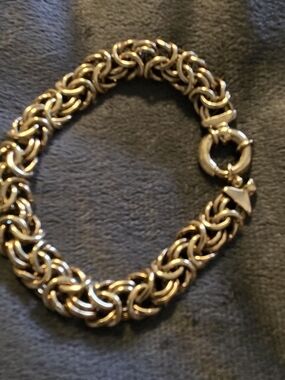 Gold-Tone Byzantine Chain Bracelet 925 Italy